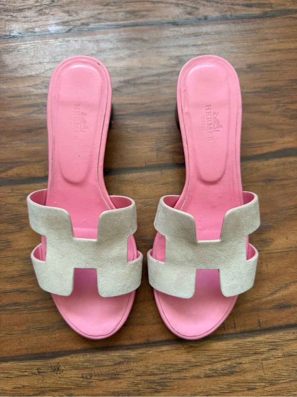Pink & Beige Suede Oasis Sandals